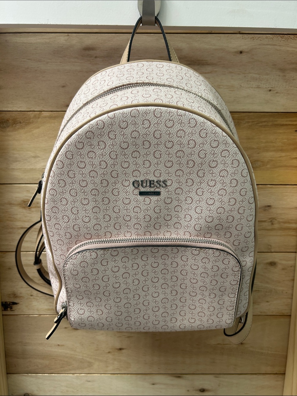 Guess Pale Pink Monogram Logo Backpack